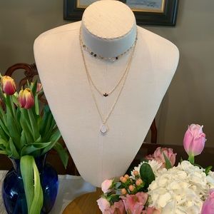 New 3 strand gold colored adjustable necklace